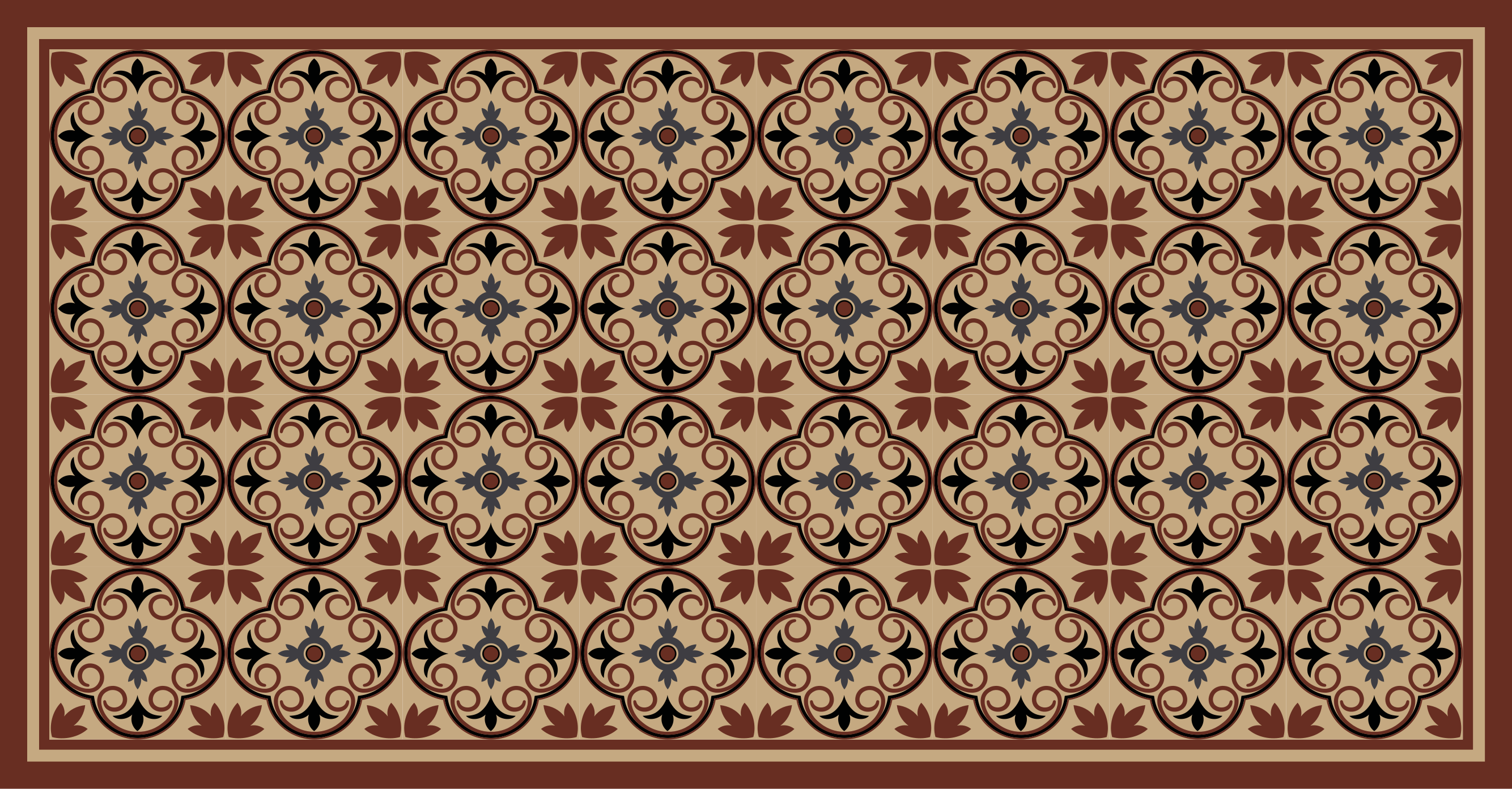 Geometric floral elements mosaic rug - TenStickers