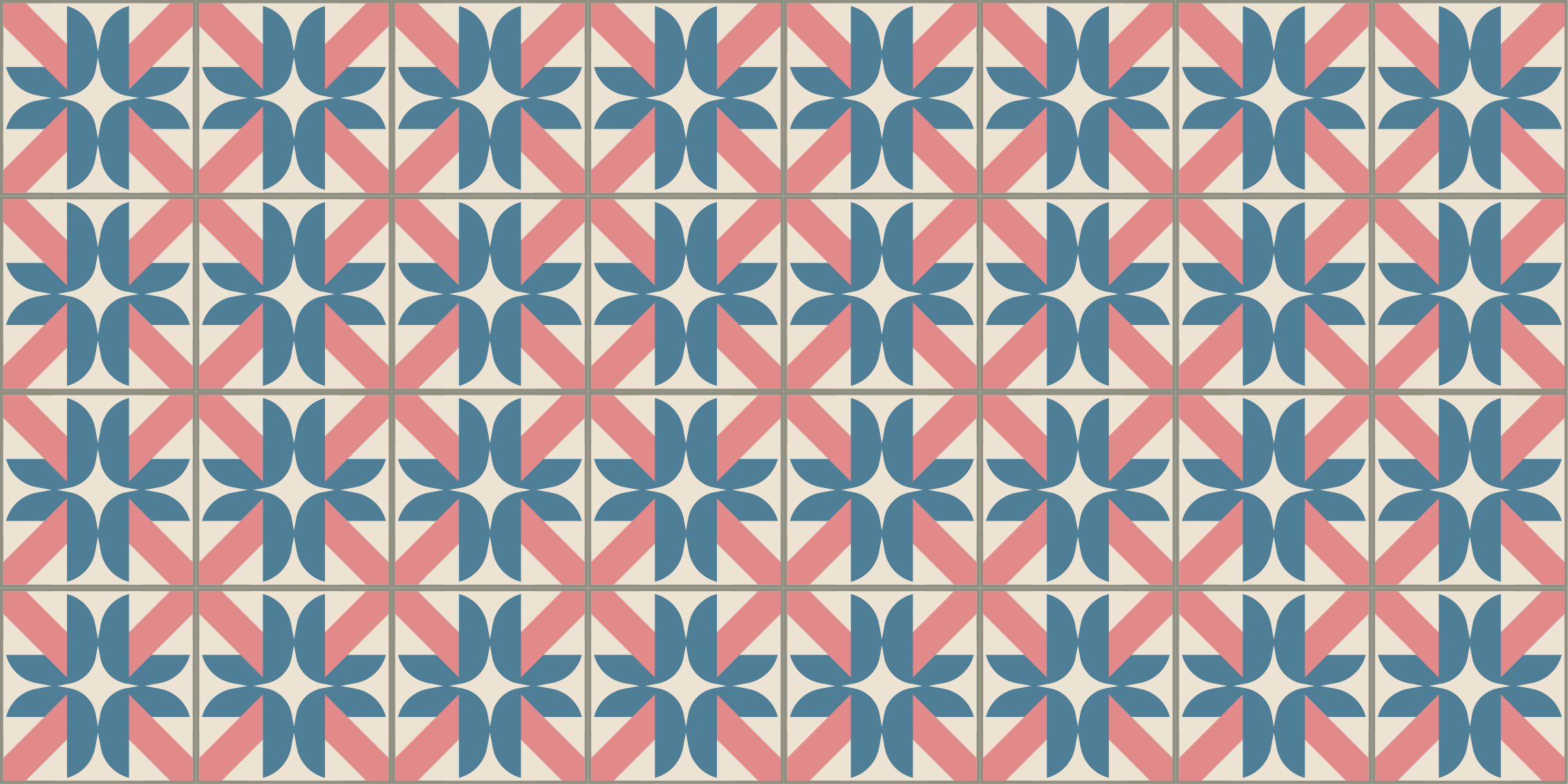 Pink blue geometric pattern tile carpet - TenStickers