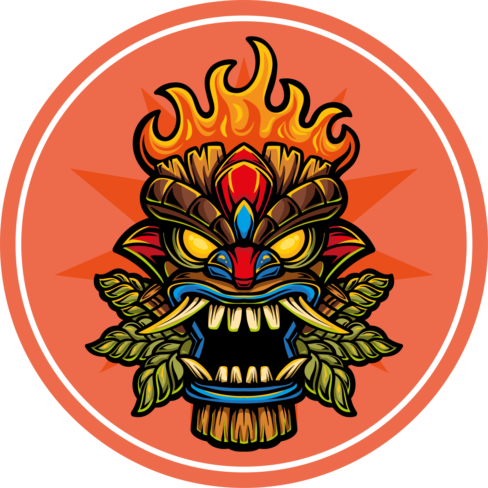 Tiki Mask teenage bedroom rug - TenStickers