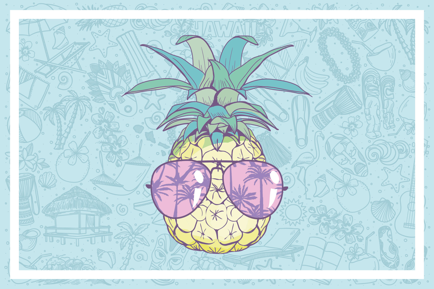 Cool pineapple shades kitchen mat - TenStickers