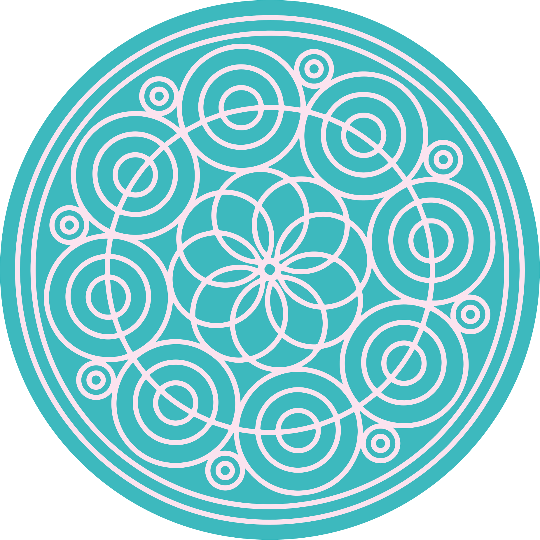 Turquoise Circular Pattern mandala rug - TenStickers