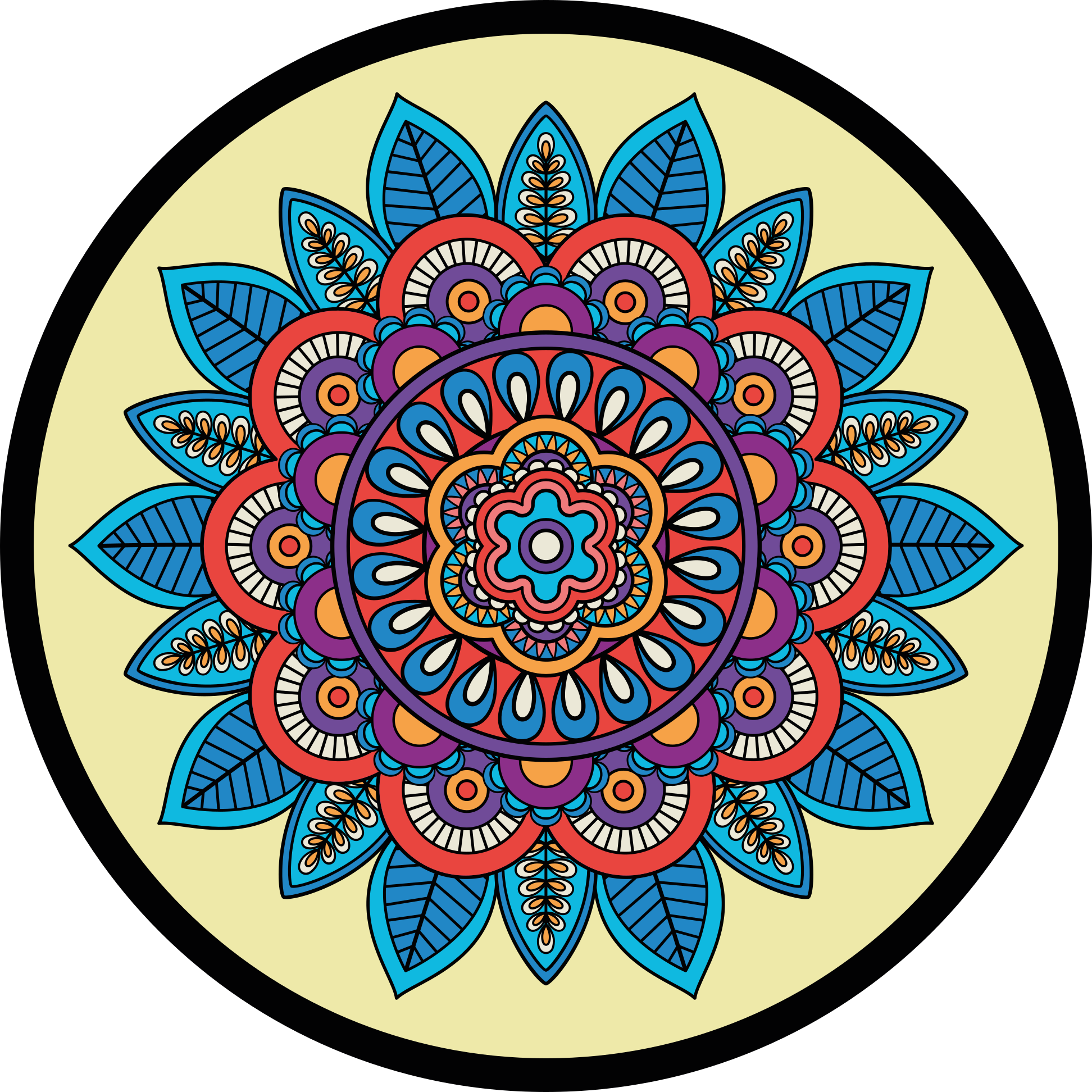 Colorful Circular Motif mandala rug - TenStickers