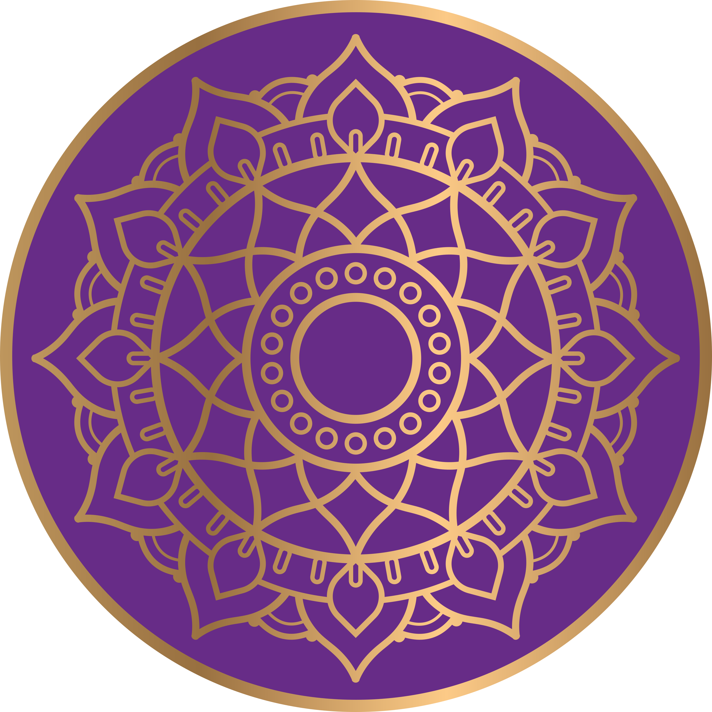 Purple and golden motif mandala rug - TenStickers