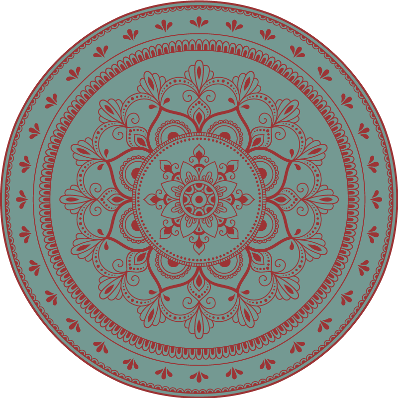 Complex circular illustration mandala rug - TenStickers