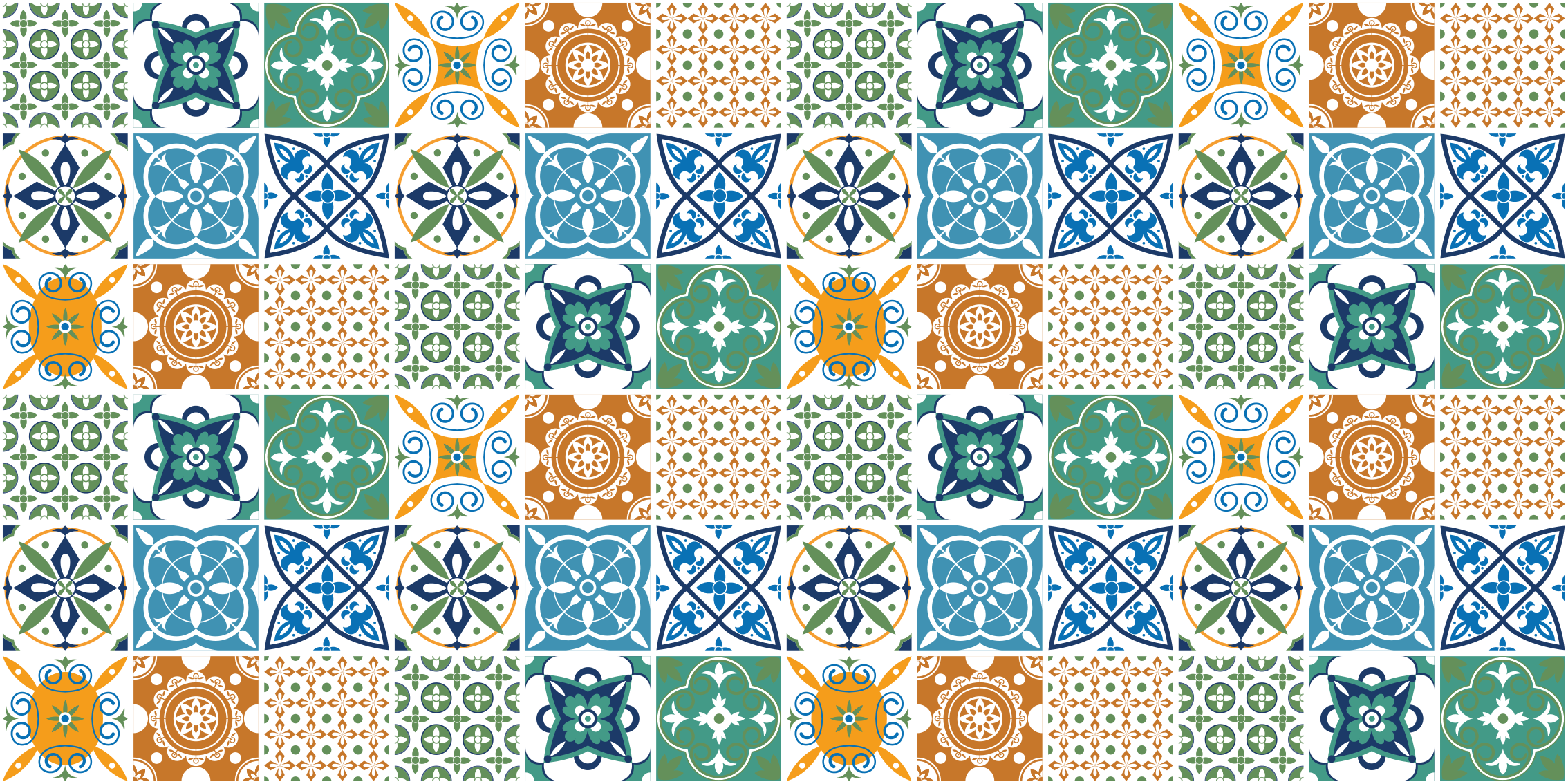 Vibrant motifs tile carpet - TenStickers