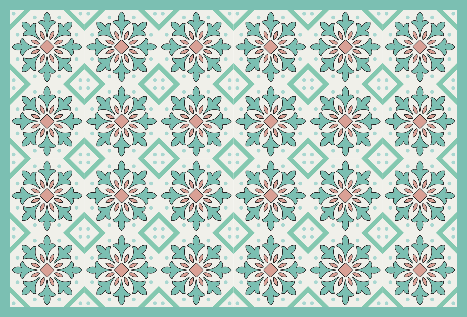 Floral Mosaic Concept tile carpet - TenStickers
