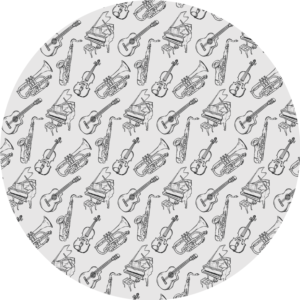 Musical Instruments Motif circular rug - TenStickers
