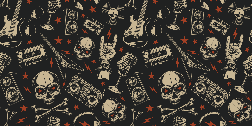Skull Music Theme teenage bedroom rug - TenStickers