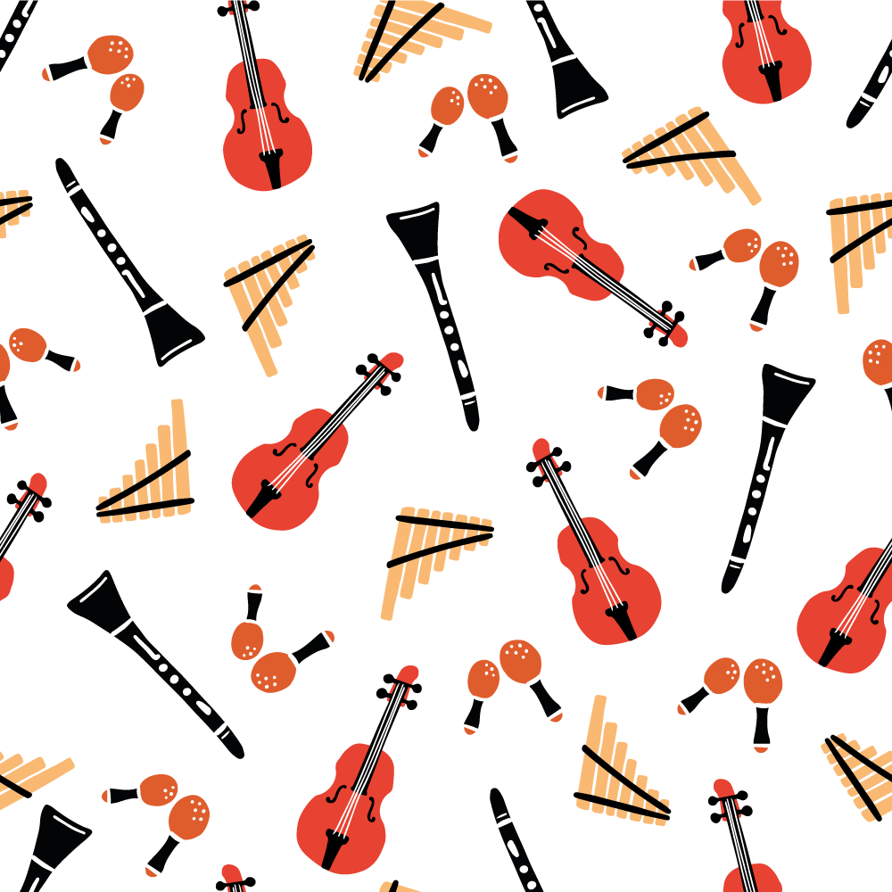 Kids rug with musical instrument designs - TenStickers
