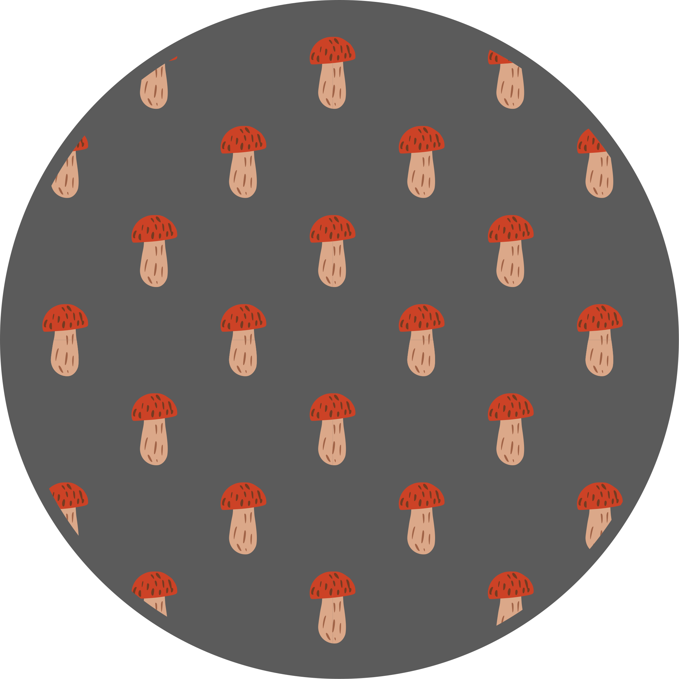 Mushroom Patterned Round kitchen mat - TenStickers