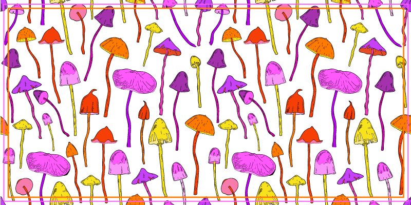 Colorful Mushroom Illustrations nature rug - TenStickers
