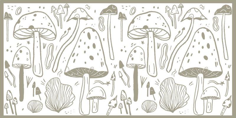 Mushroom sketches floral rug - TenStickers