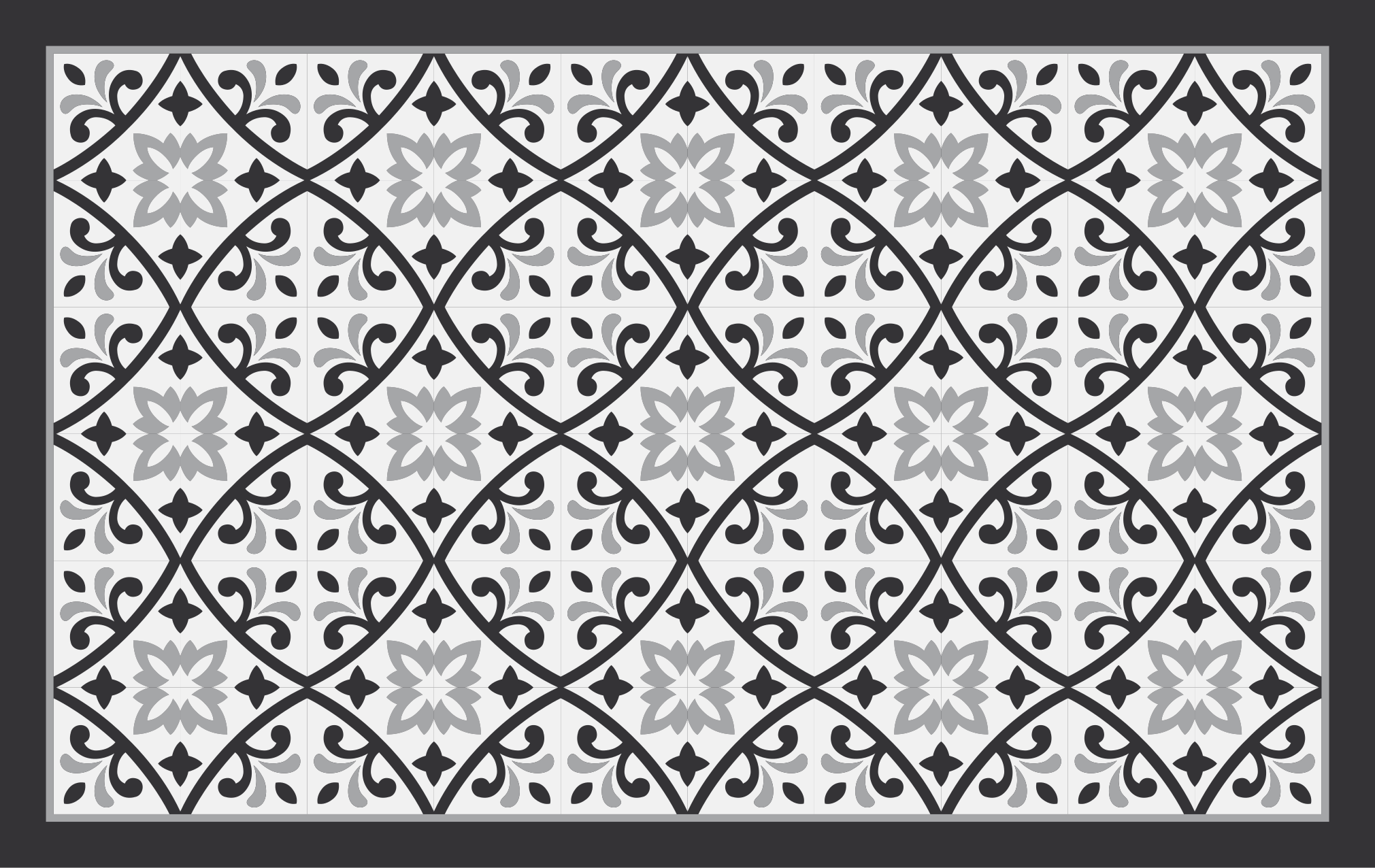 White and grey classic geometric tile vinyl rug - TenStickers
