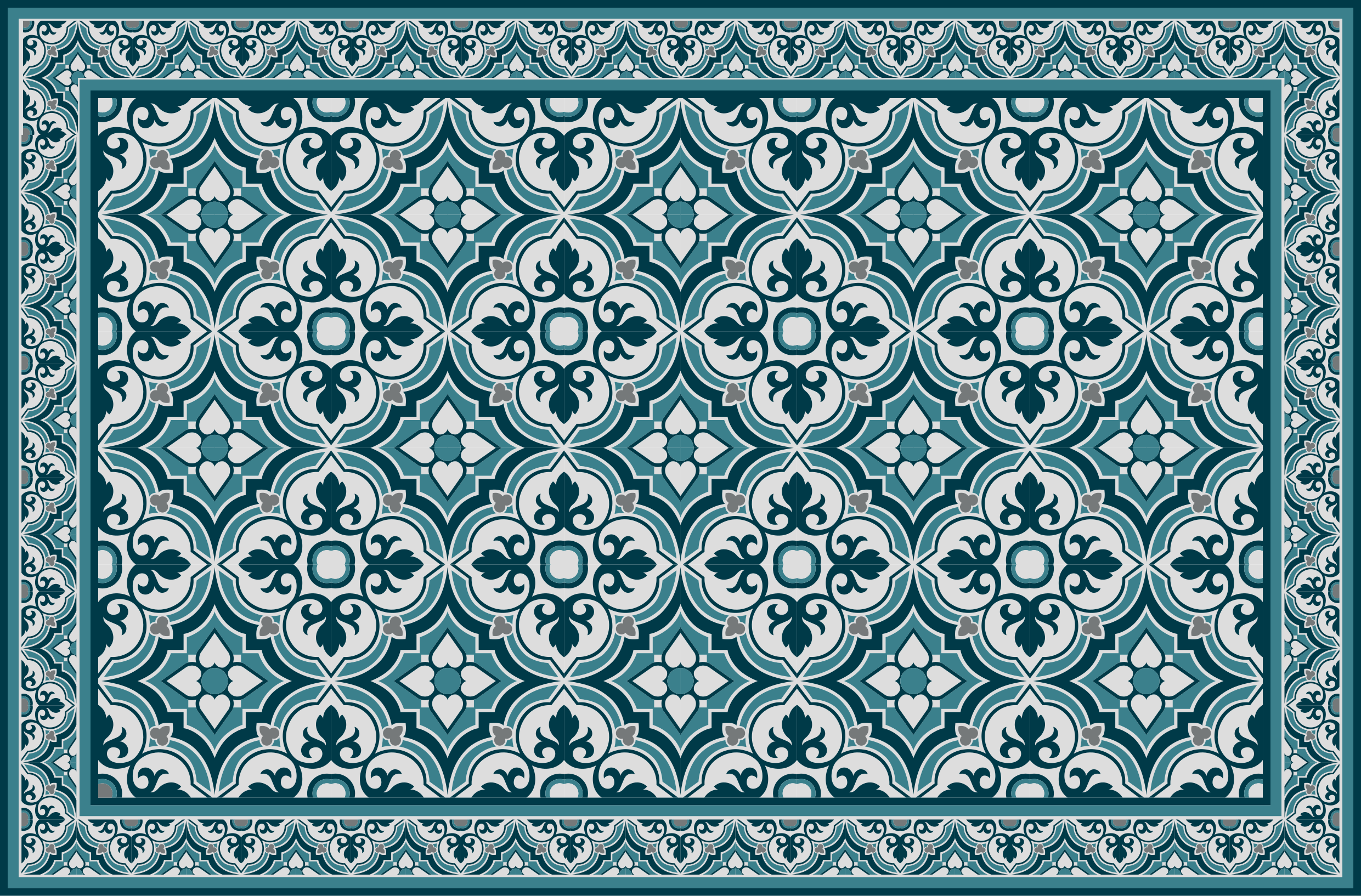 Elegant Blue Motif tile carpet - TenStickers