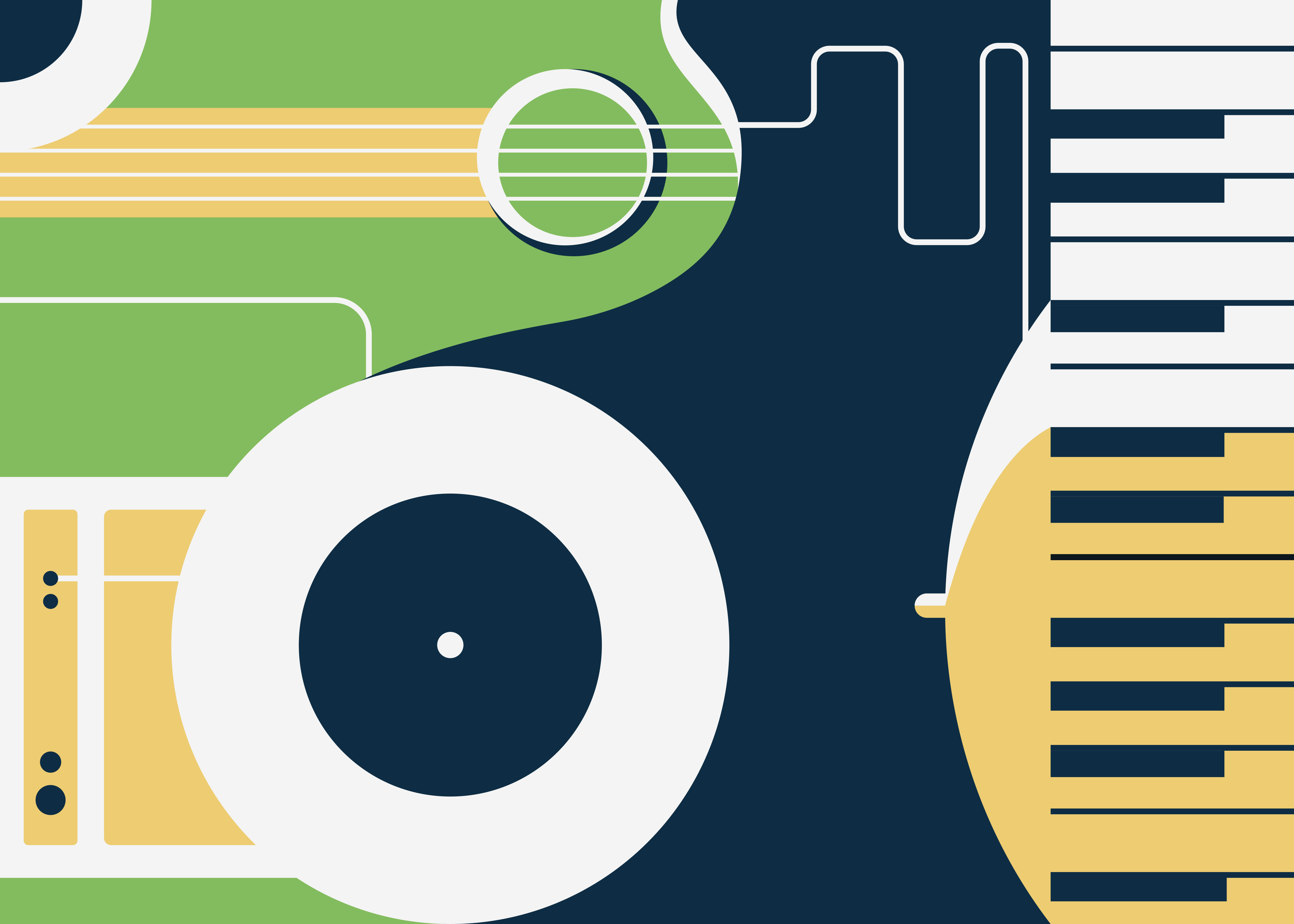 Musical instrument motif rectangular rug - TenStickers