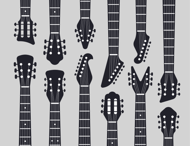 Guitar Silhouettes living room rug - TenStickers