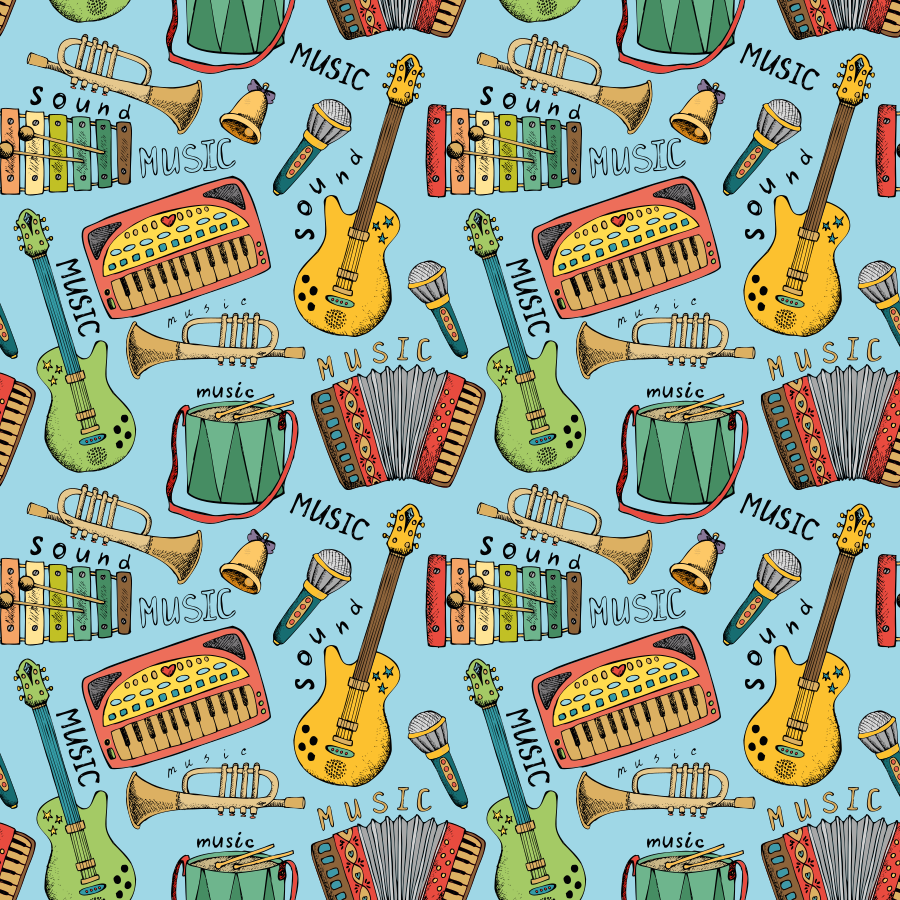 Kids rug with joyful musical instruments - TenStickers