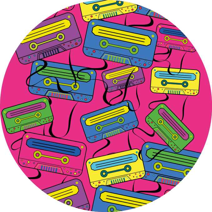 Kids rug vivid cassette tapes design - TenStickers