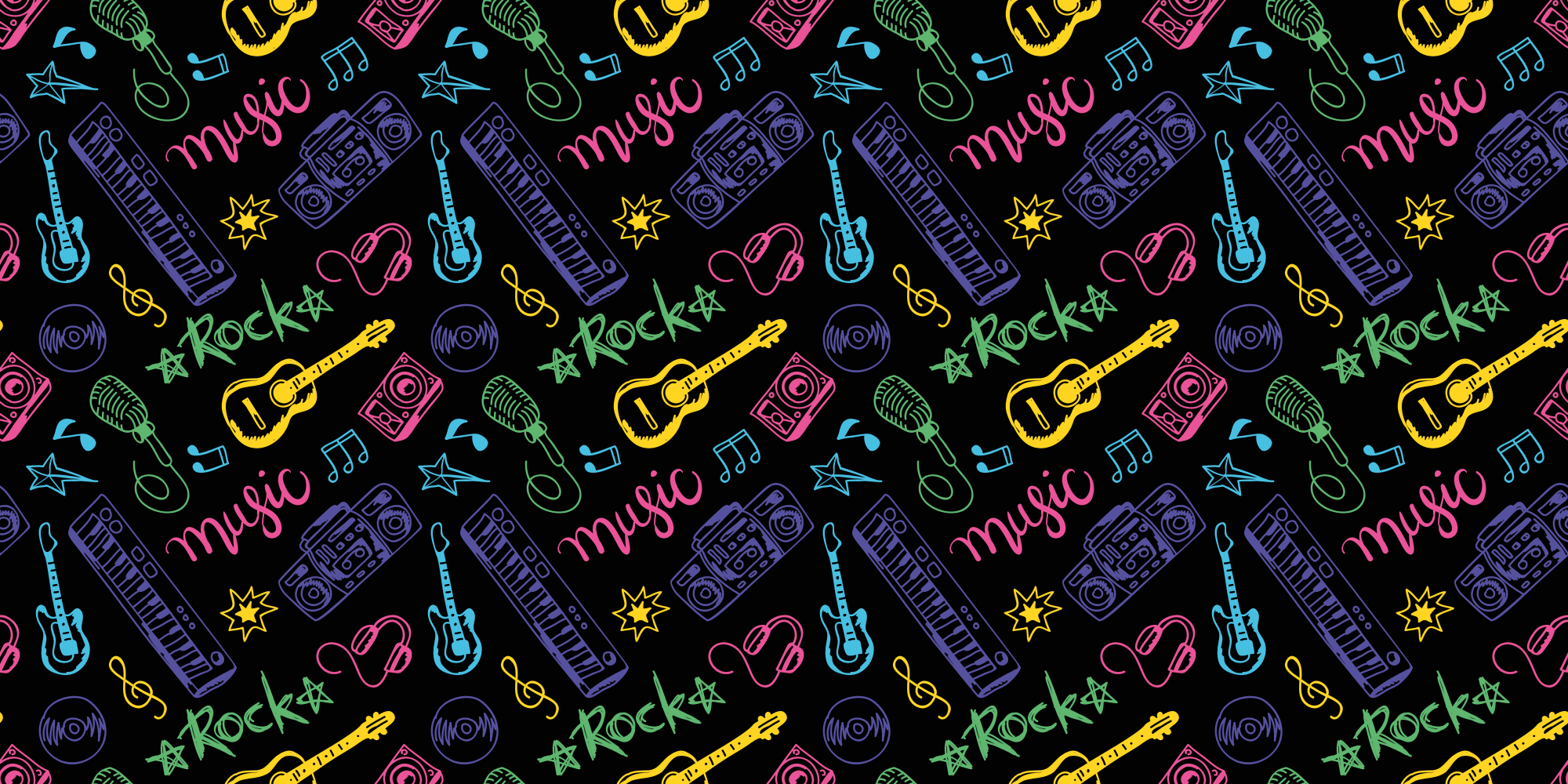 Rock Music Pattern kids rug - TenStickers