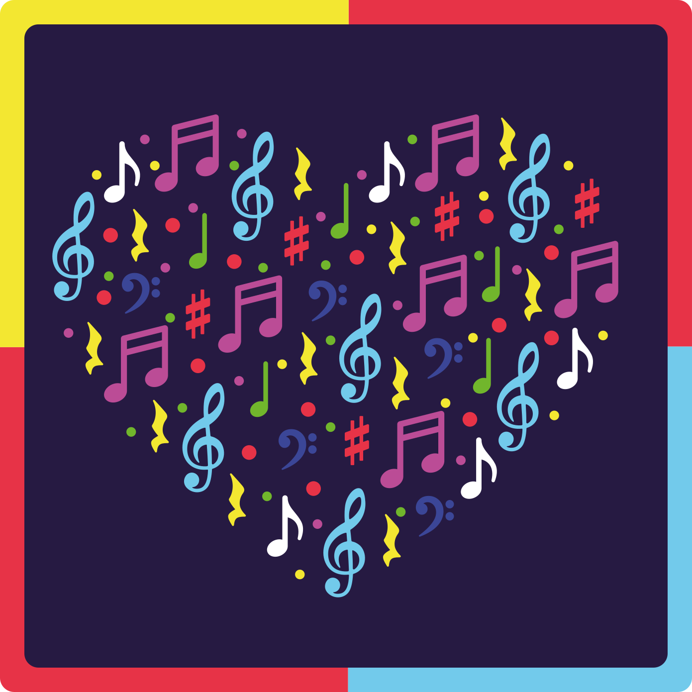 Musical Notes Heart teenage bedroom rug - TenStickers