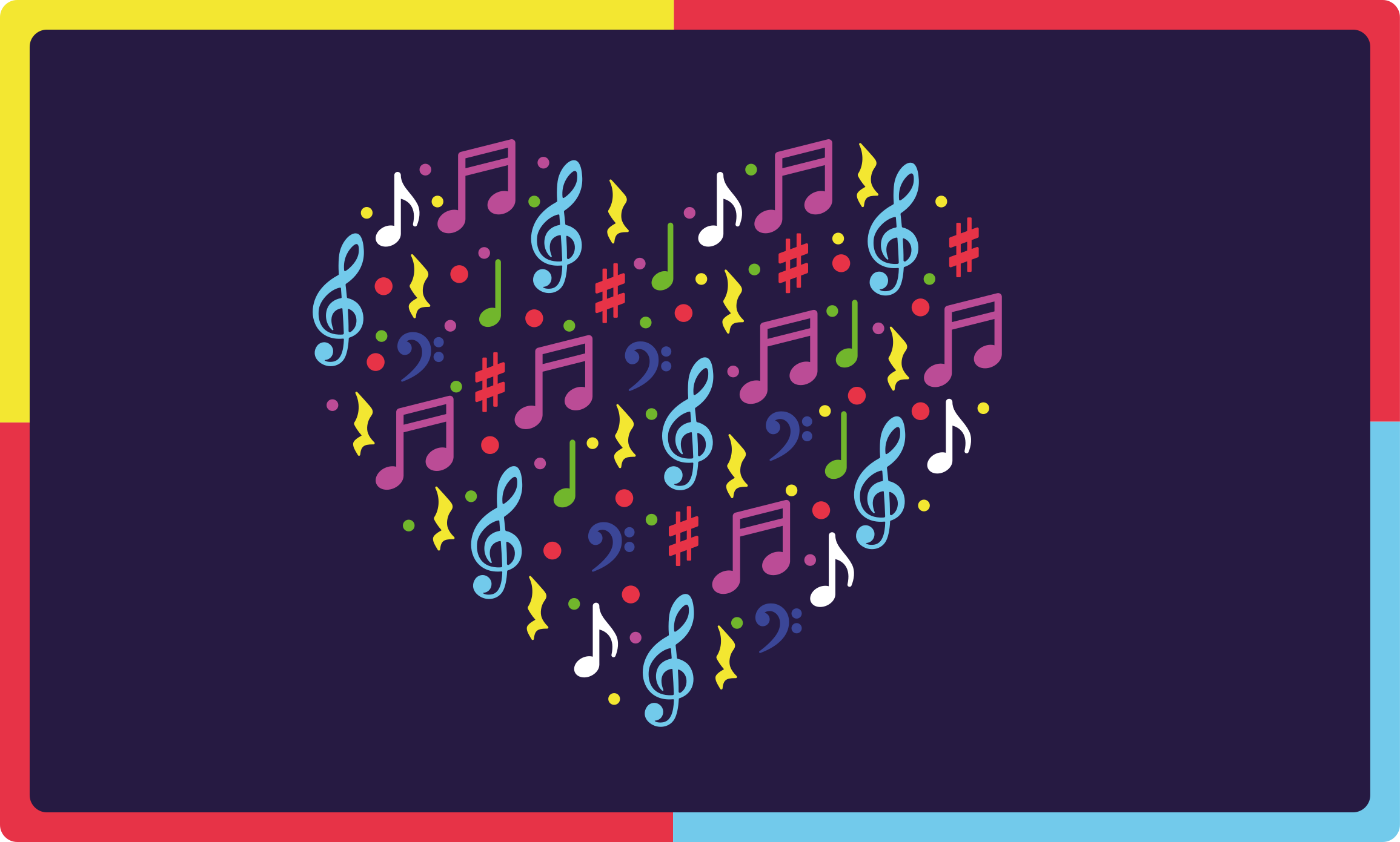 Kids rug colorful musical heart design - TenStickers