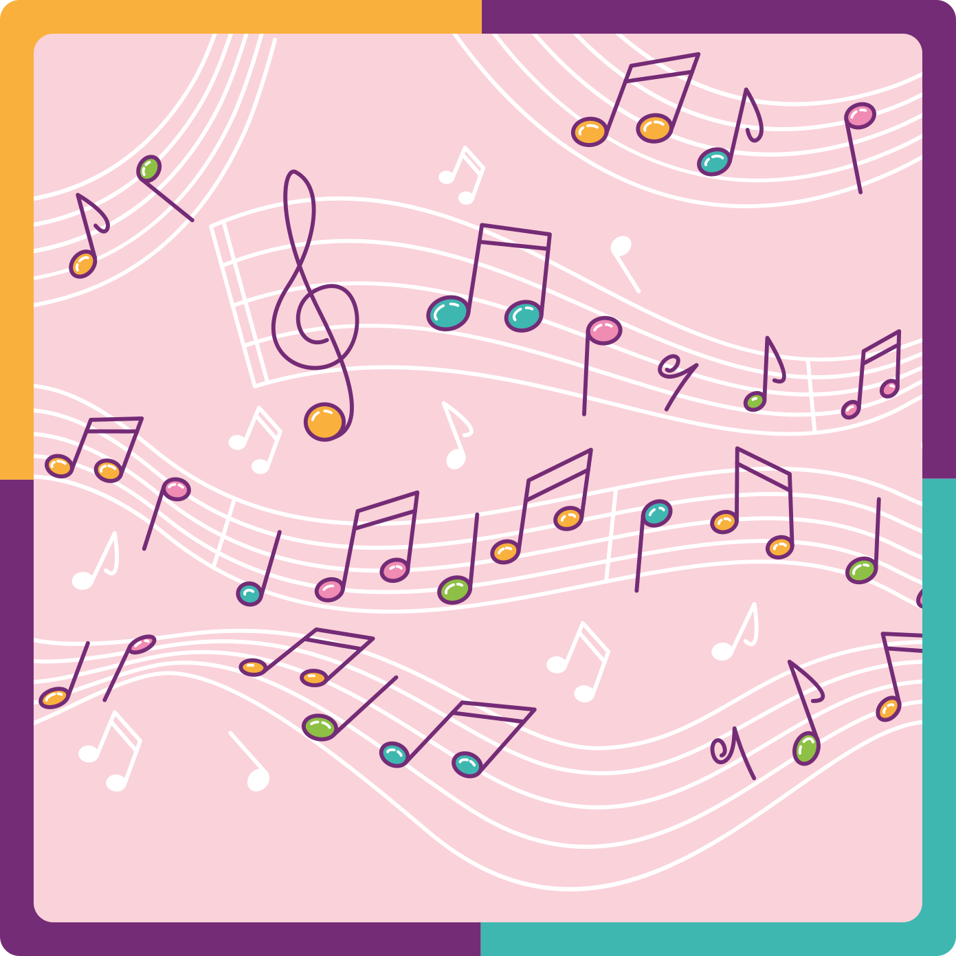 Melodic Notes Theme teenage bedroom rug - TenStickers