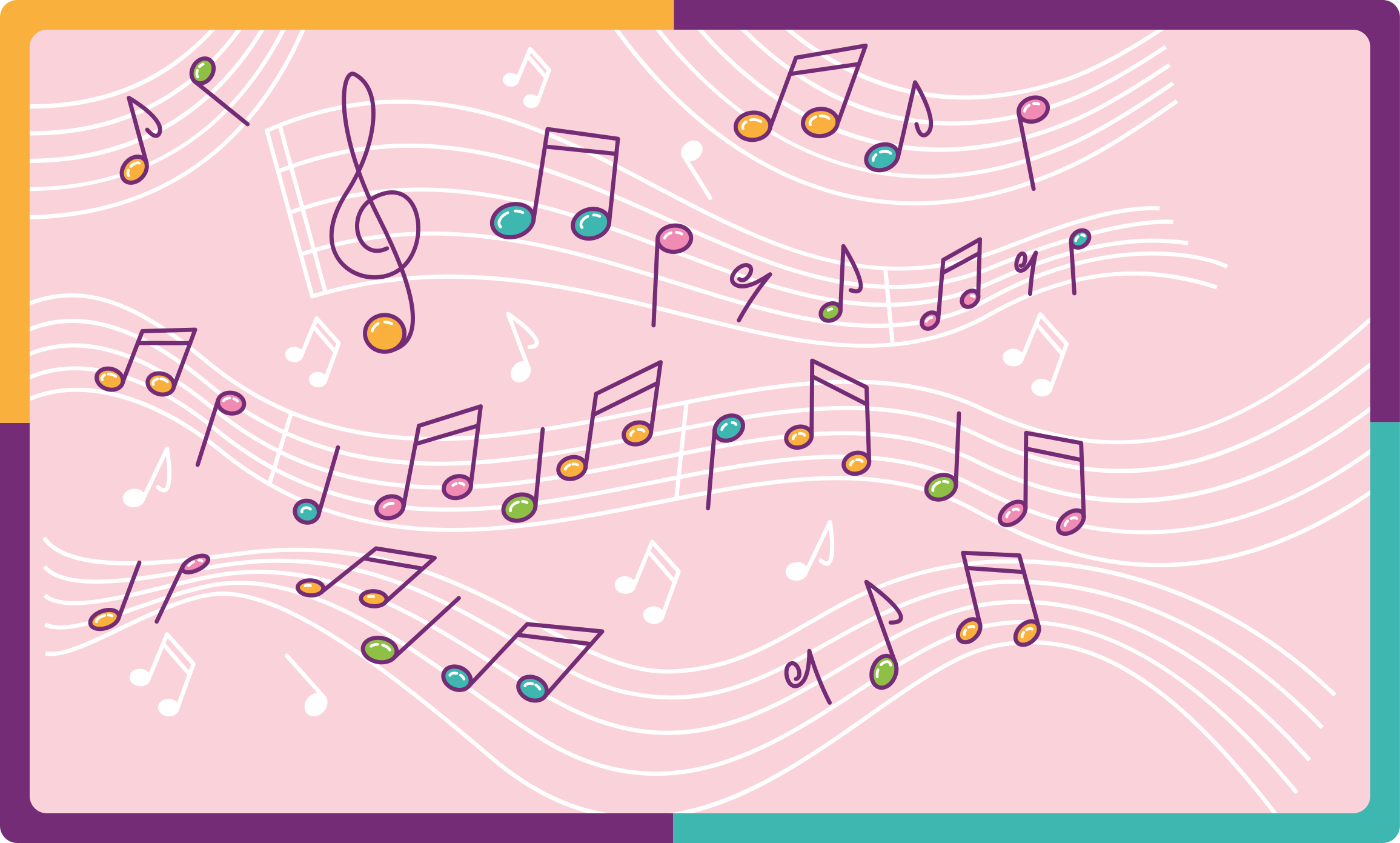 Melodic Note Flow teenage bedroom rug - TenStickers