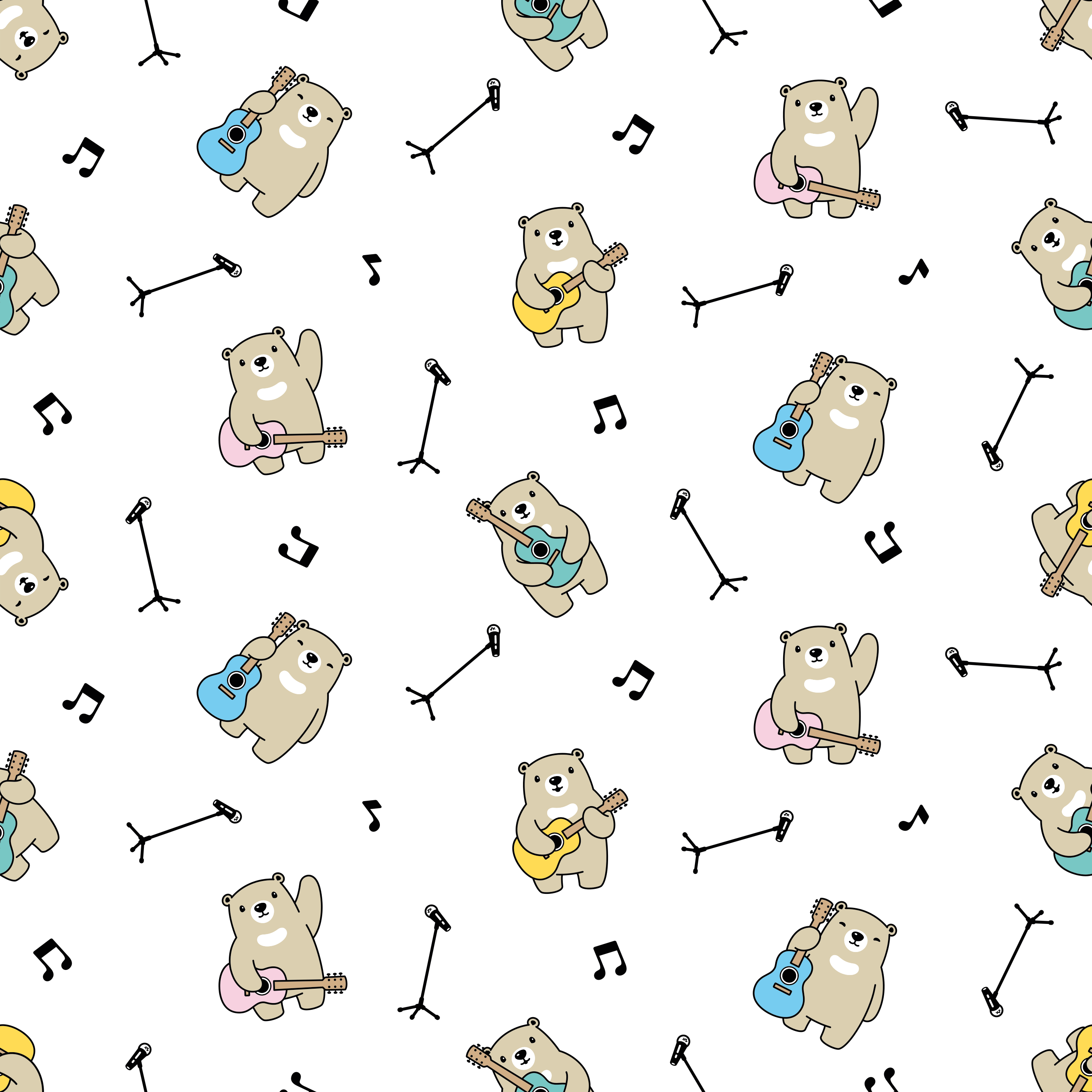 Musical Bears Pattern nursery rug - TenStickers
