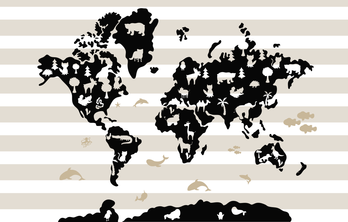 Animal Silhouettes map rug - TenStickers