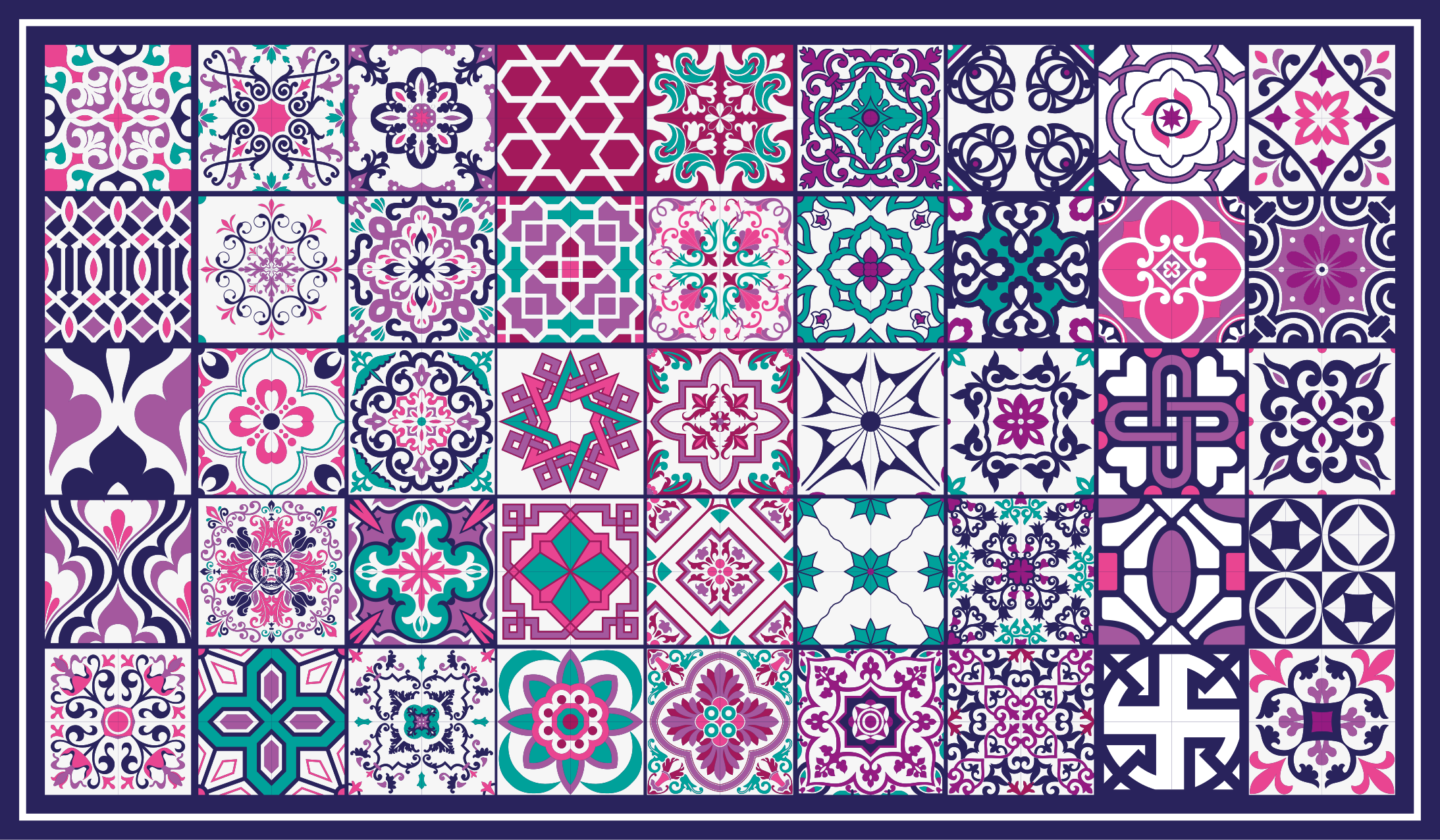 Vibrant Tile Motifs tile carpet - TenStickers