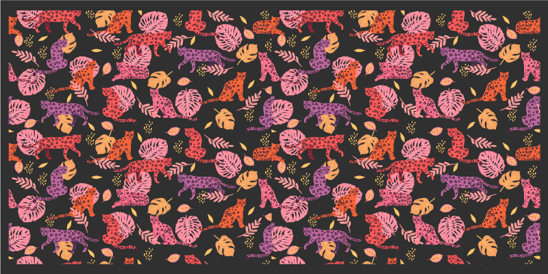 Colorful Jungle Cats animal mat - TenStickers