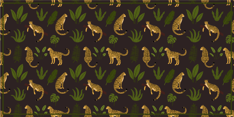 Leopard Leaf Pattern animal print rug - TenStickers