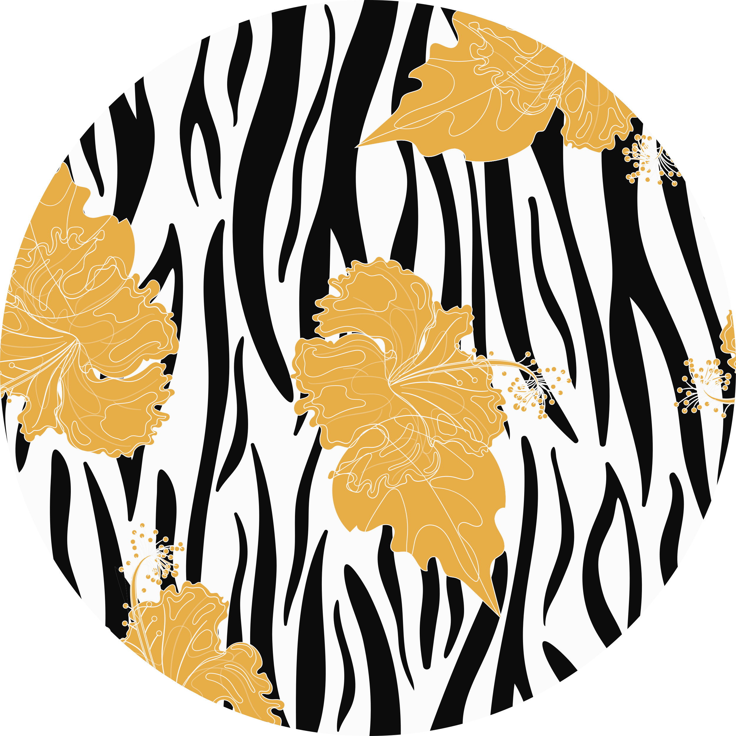 Floral Zebra Motif animal print rug - TenStickers