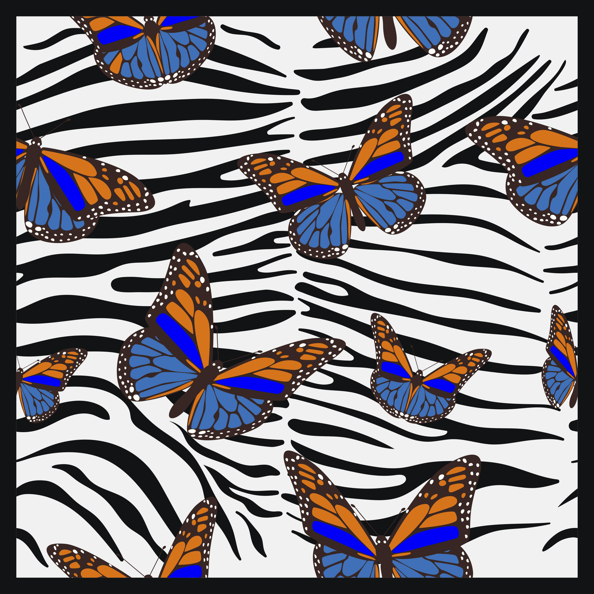 Butterfly Zebra Pattern animal print rug - TenStickers