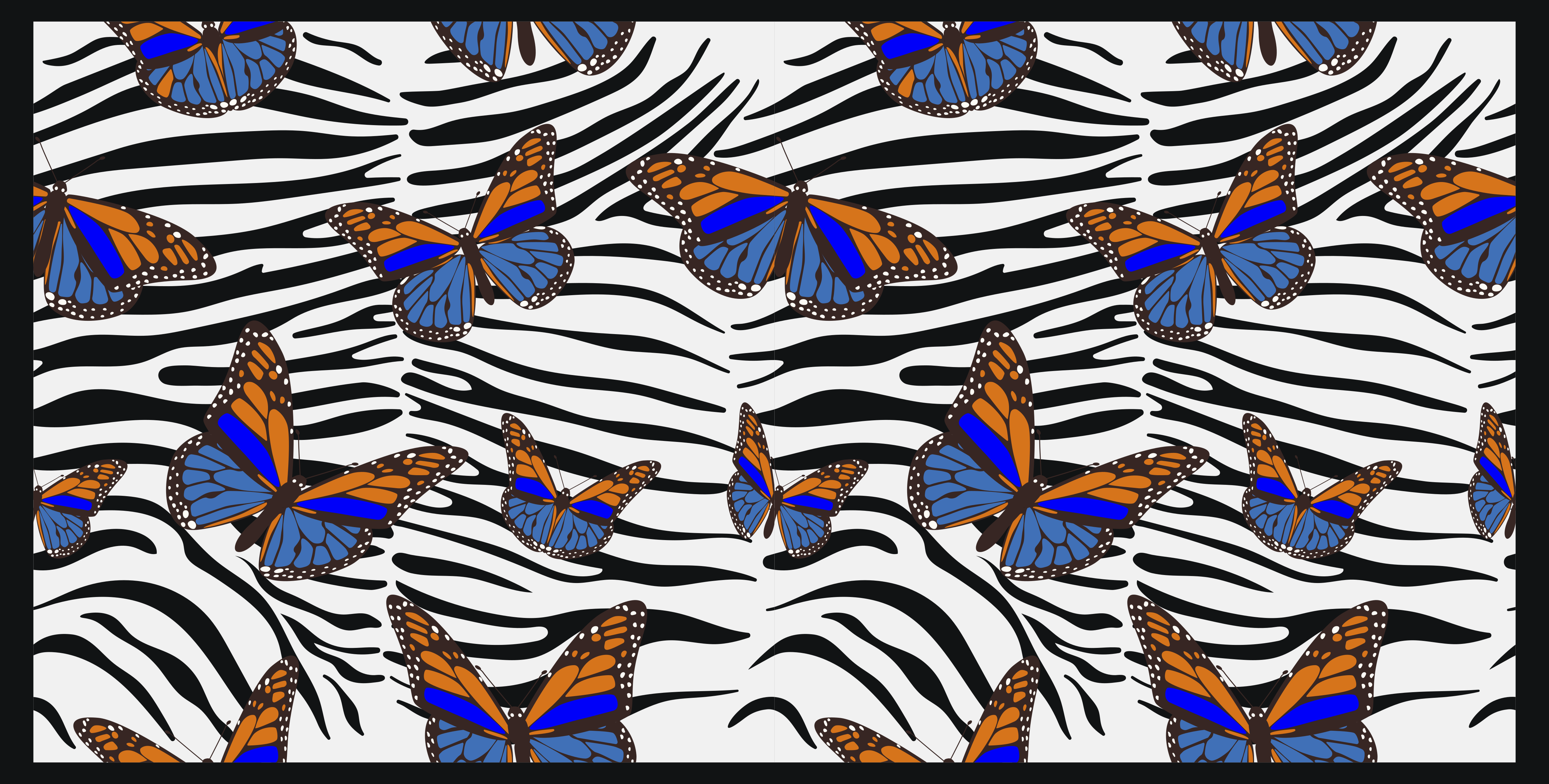 Butterflies on Zebra animal print rug - TenStickers