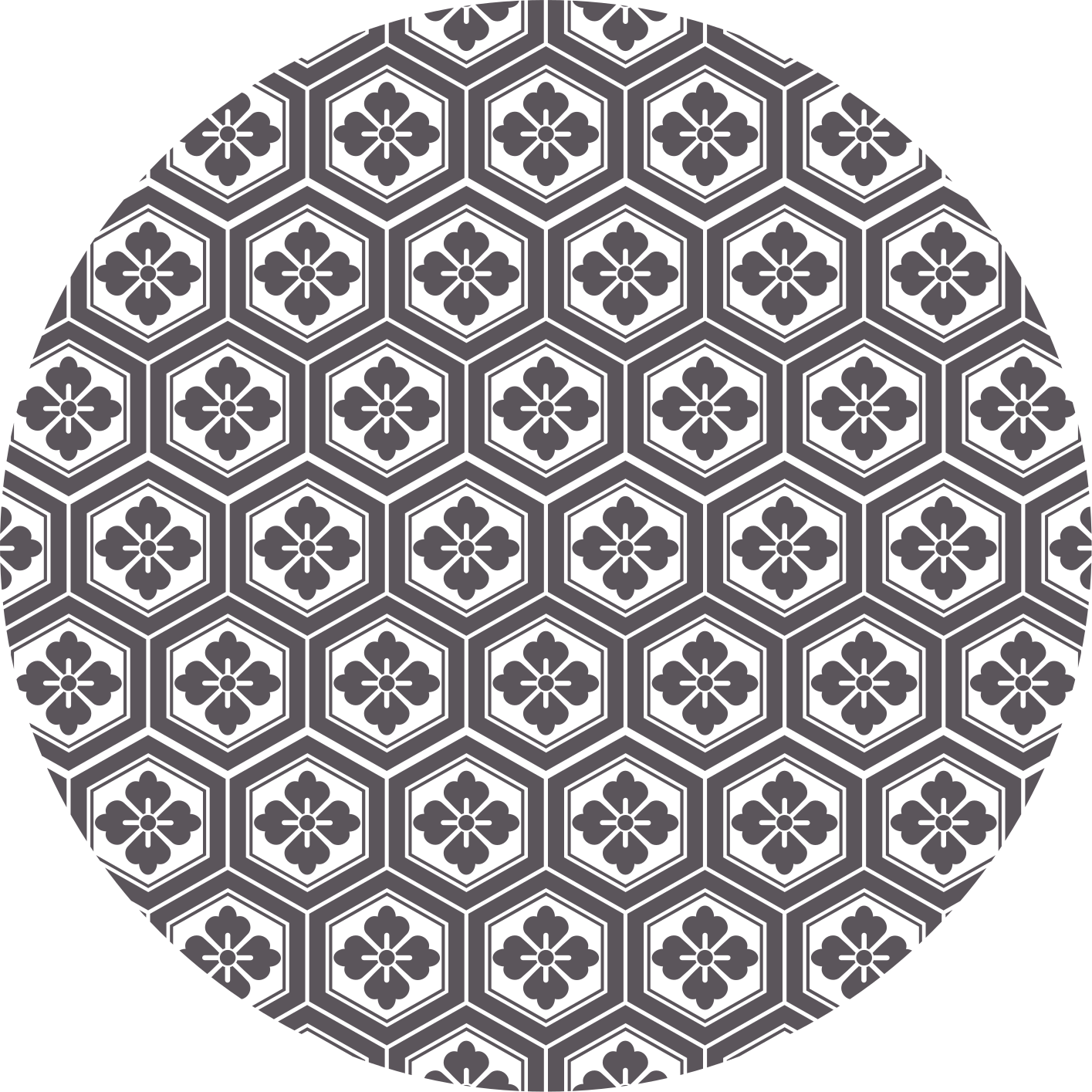 Circular rug with hexagonal floral design - TenStickers