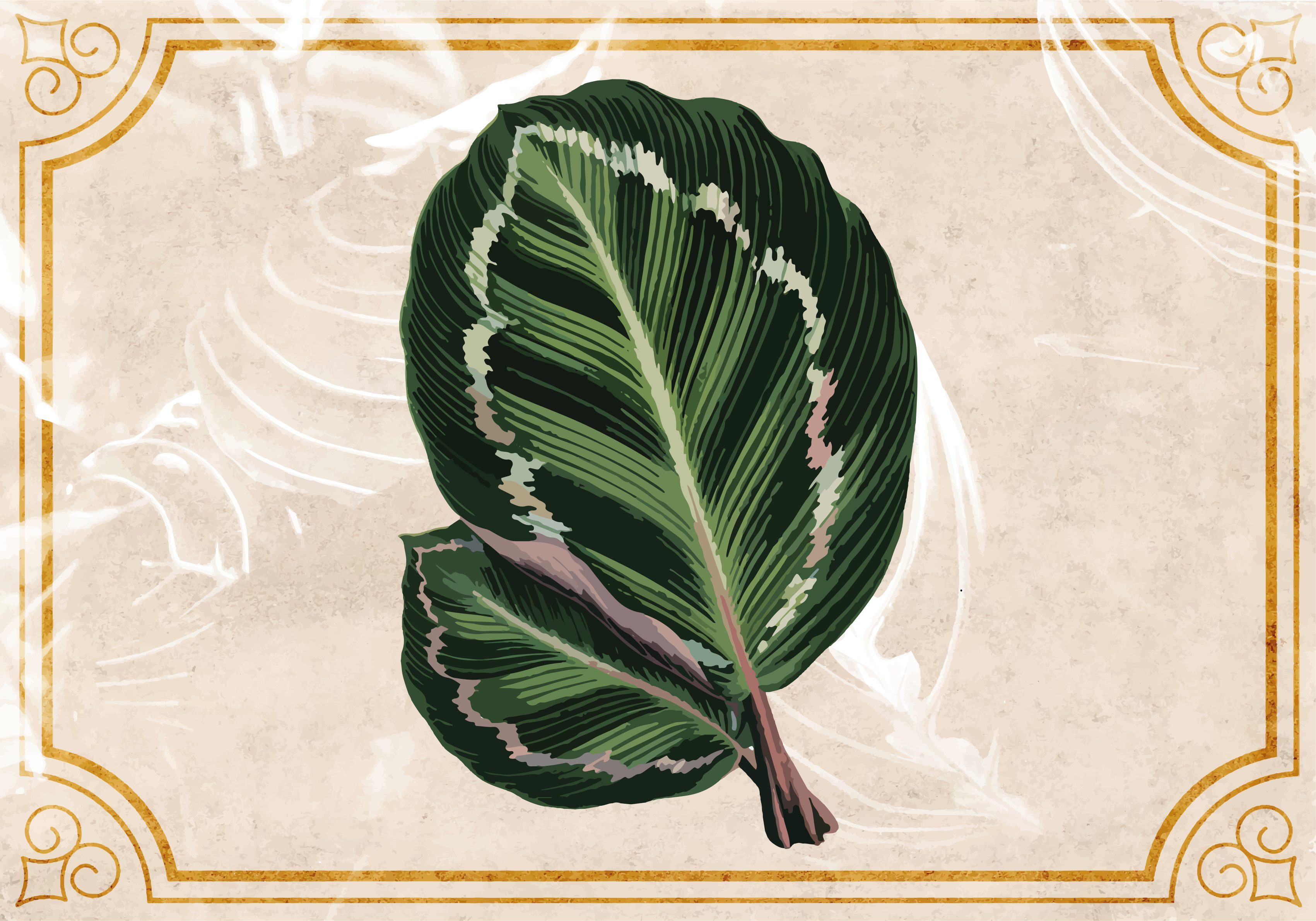 Leaf Motif Elegance nature rug - TenStickers