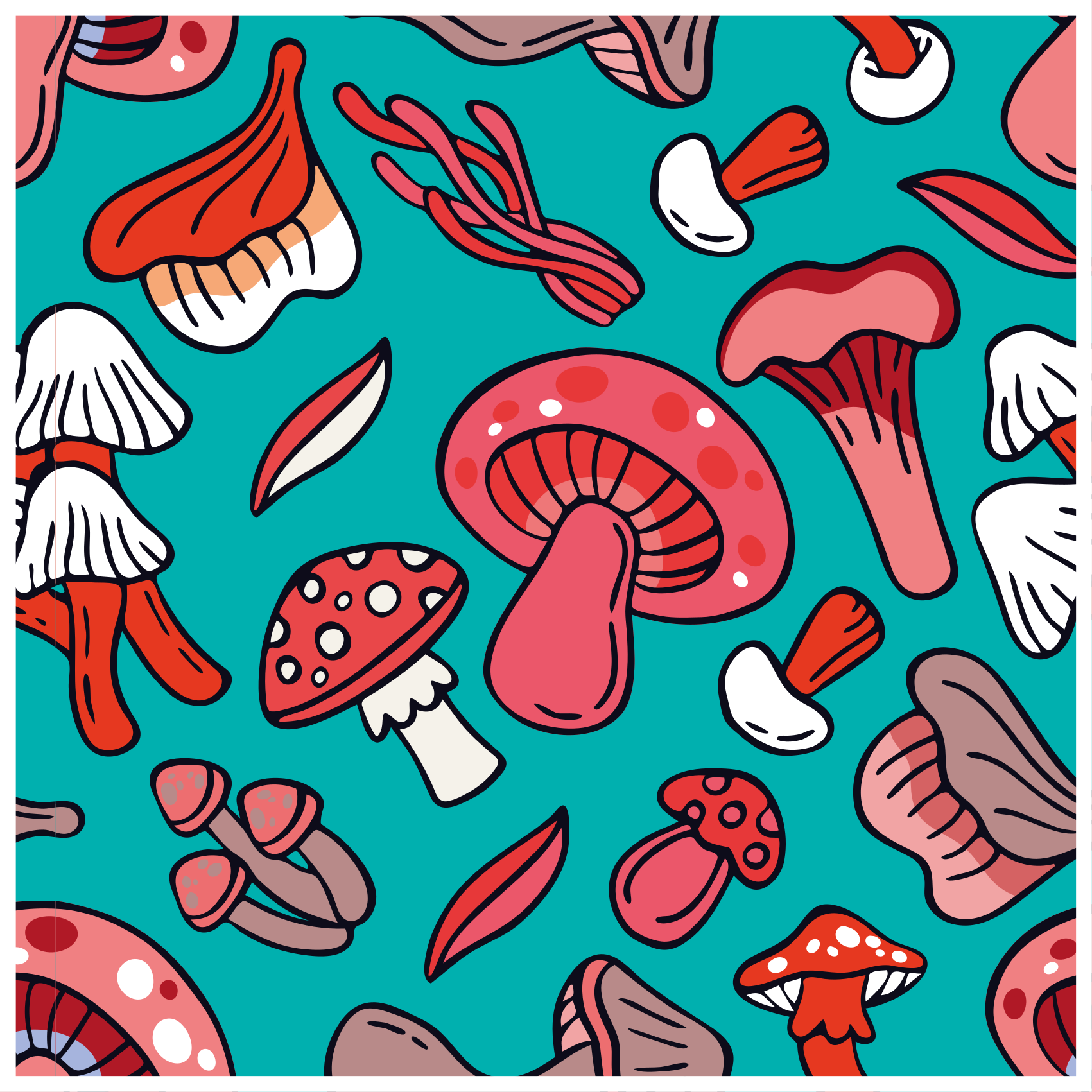 Lively Mushroom Print nature rug - TenStickers