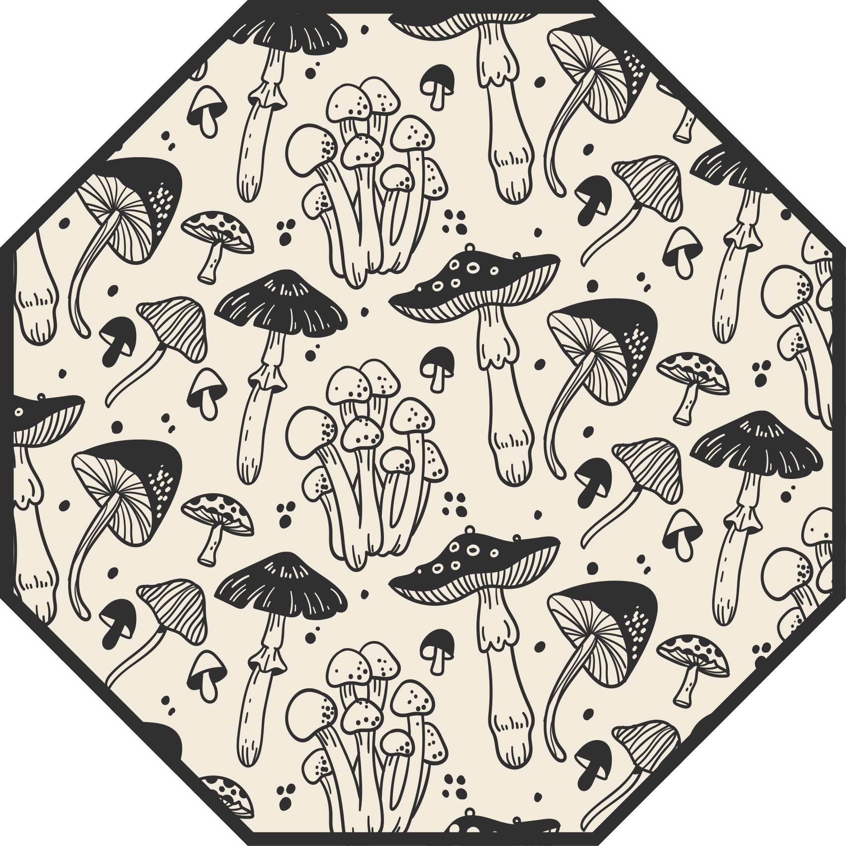 Mushroom realm floral rug - TenStickers