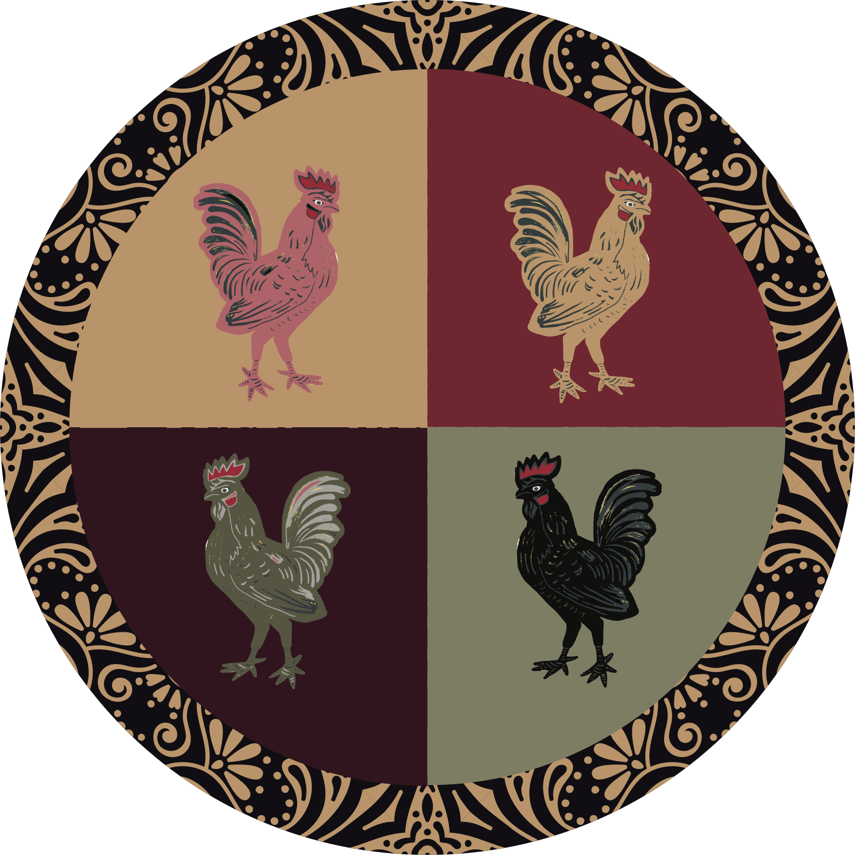 Charming chicken motif animal mat - TenStickers