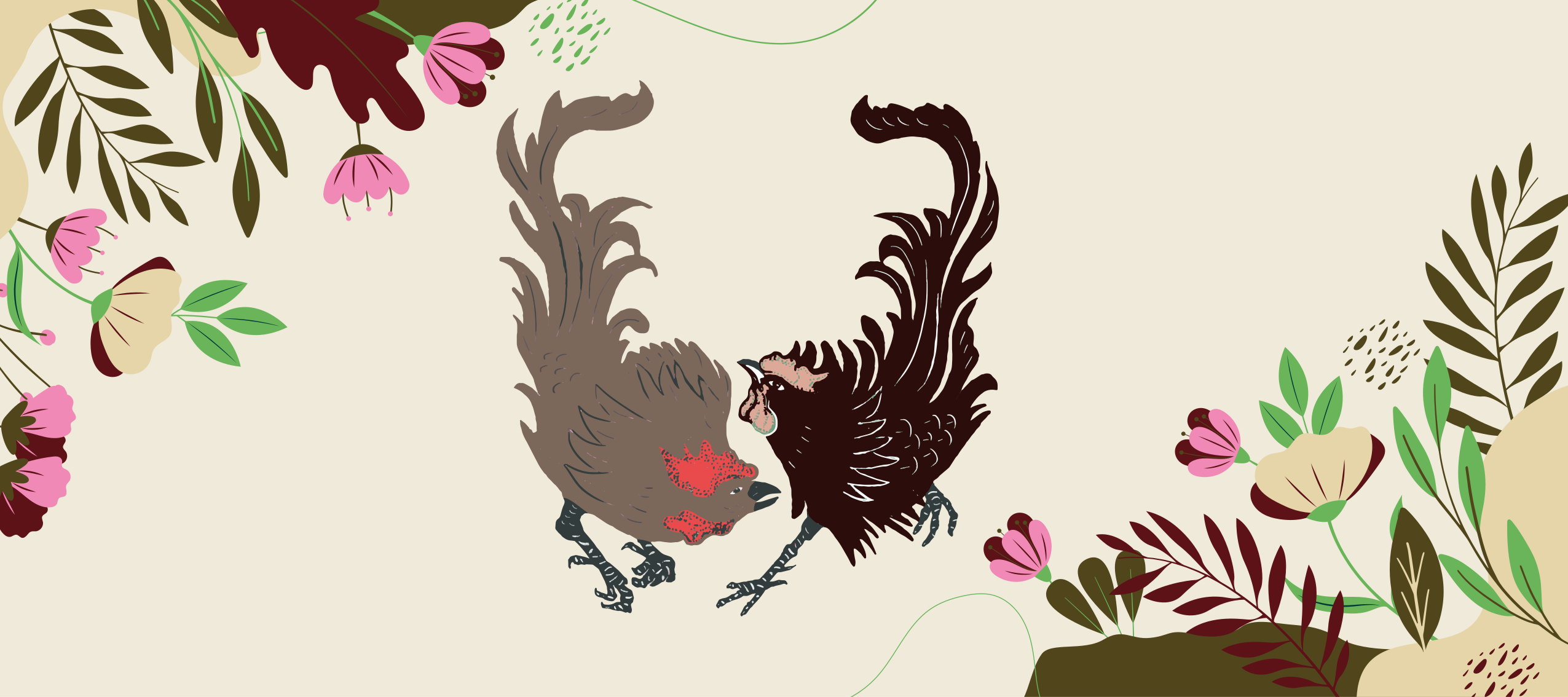 Pigeons floral scene animal mat - TenStickers