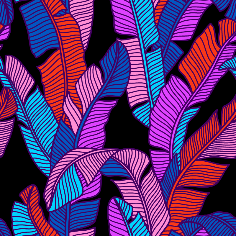 Vibrant leaf patterns floral rug - TenStickers