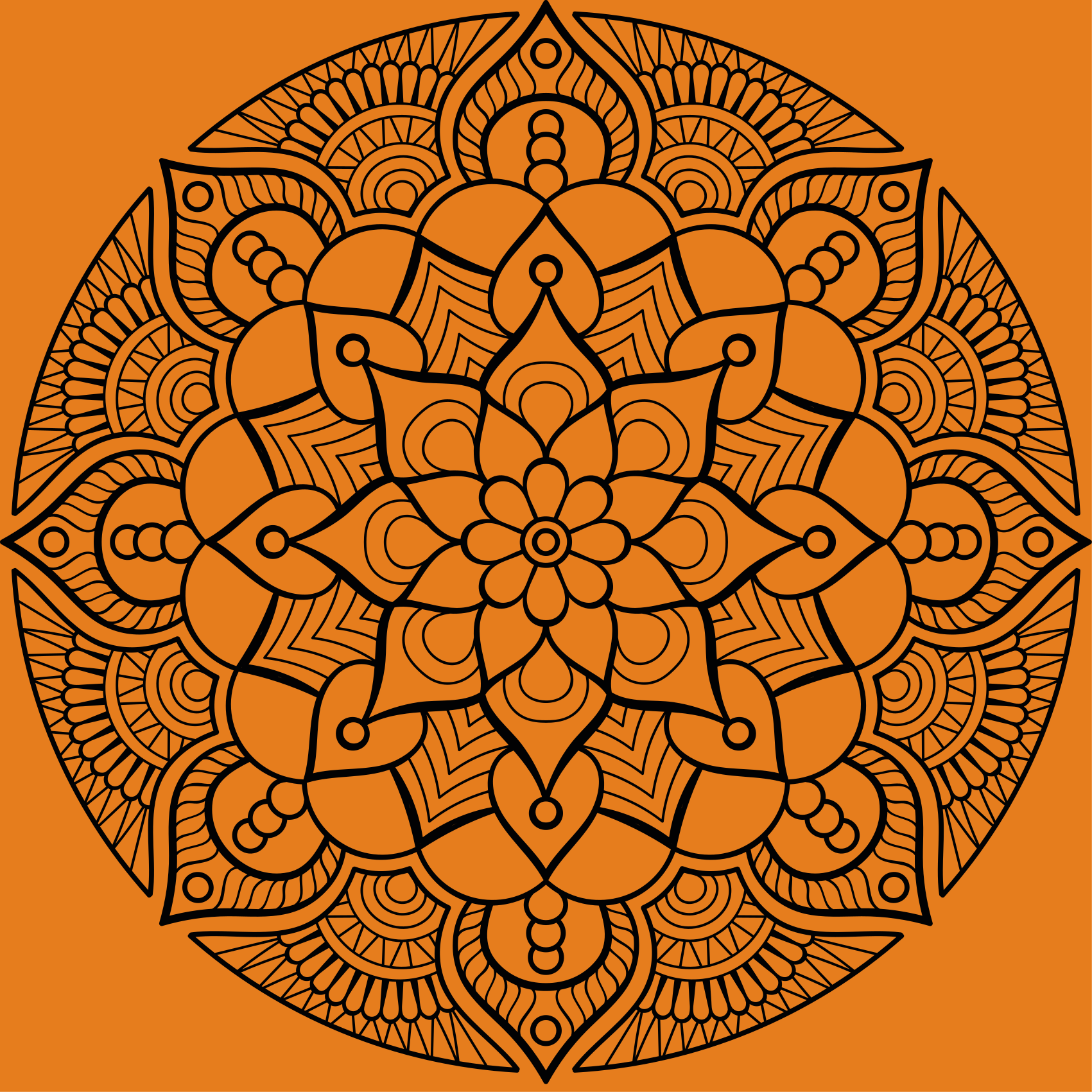 Mandala rug with orange mandala pattern - TenStickers