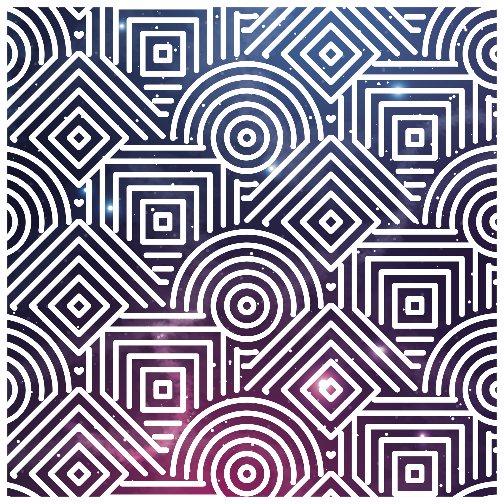 Complex rounds and squares geometric rug - TenStickers