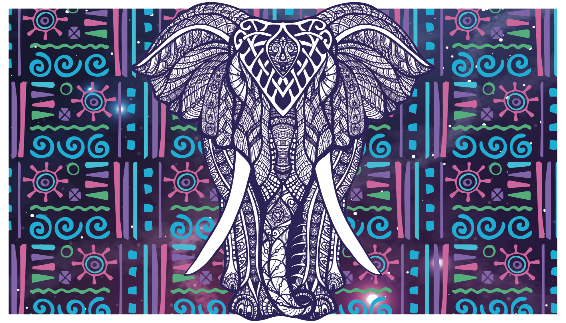 Intricate elephant pattern ethnic rug - TenStickers