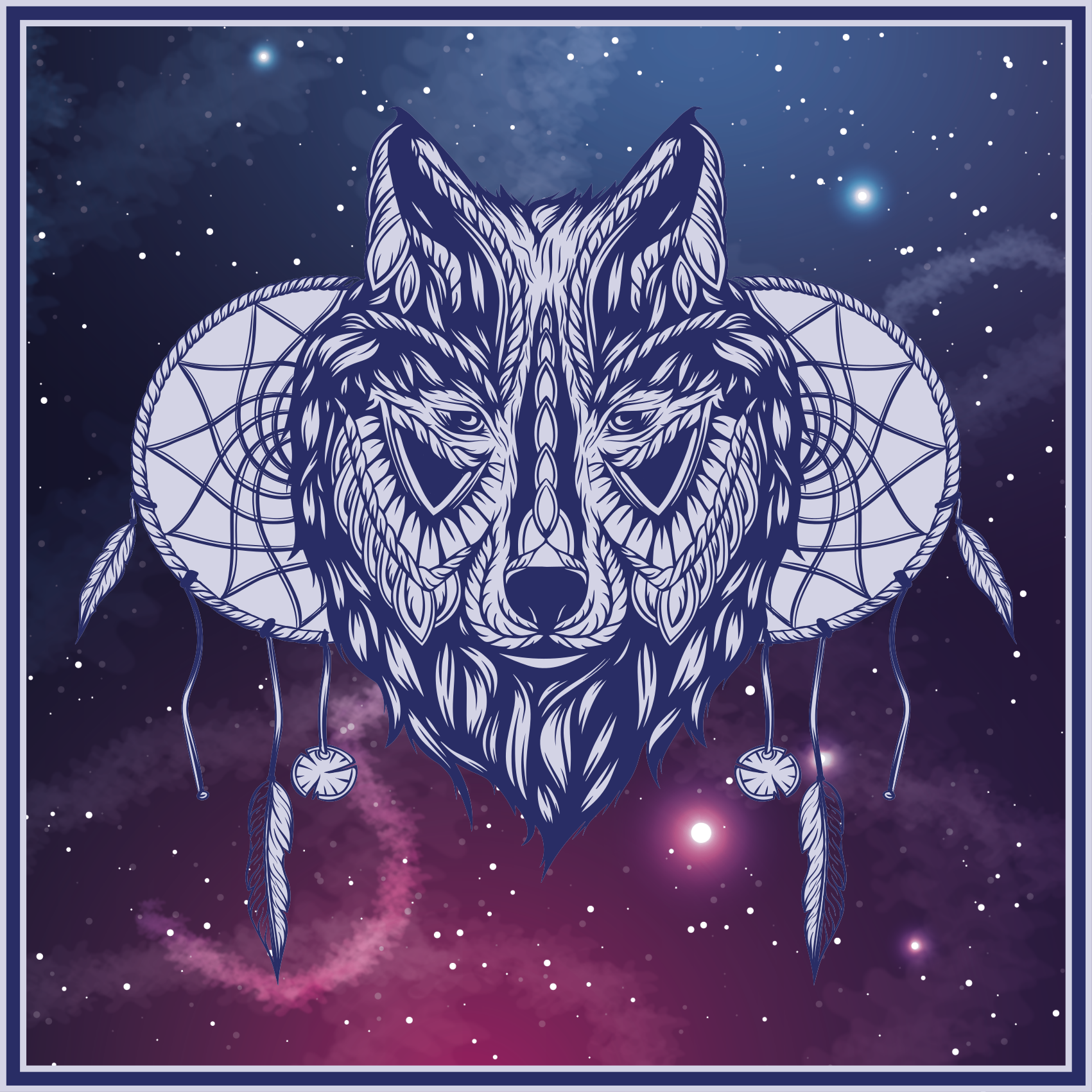 Wolf dreamcatcher motif bedroom carpet - TenStickers