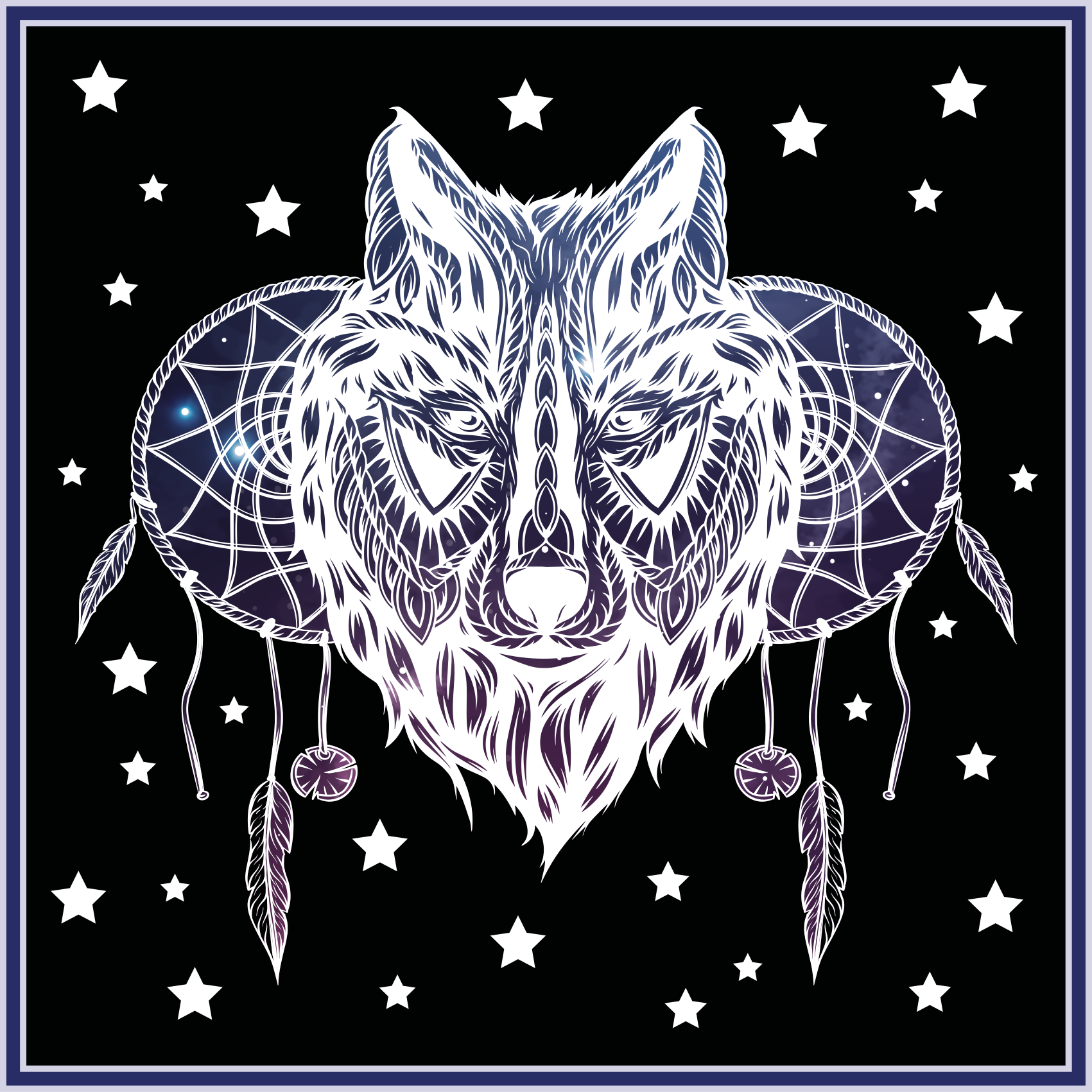 Wolf Dreamcatcher Stars nursery rug - TenStickers