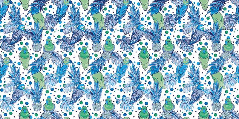 Tropical Bird Pattern kitchen vinyl mat - TenStickers
