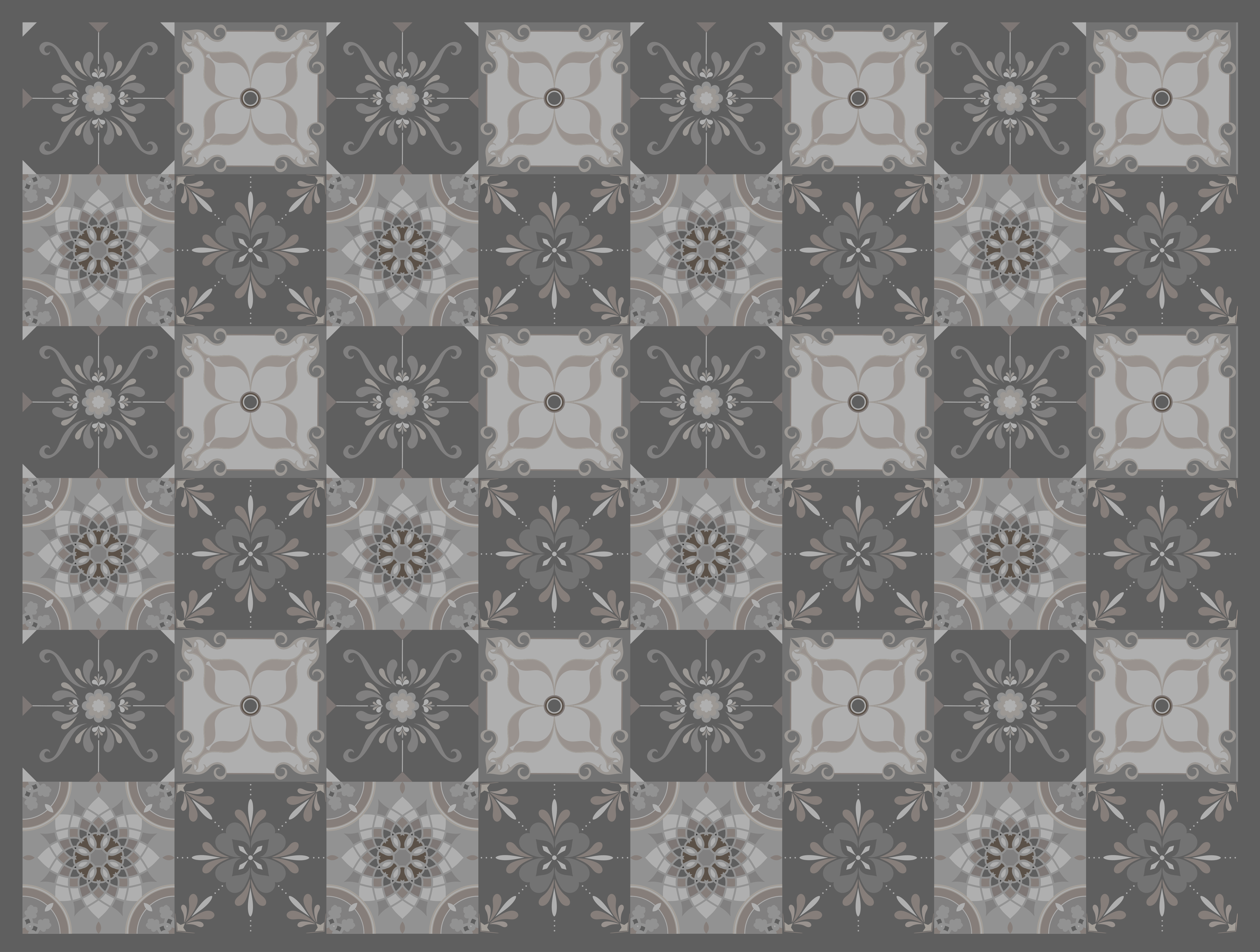 Gray vintage mosaic pattern tile carpet - TenStickers