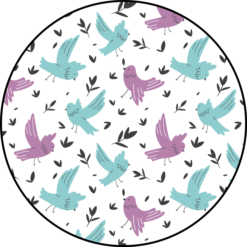 Blue and purple birds nature rug - TenStickers